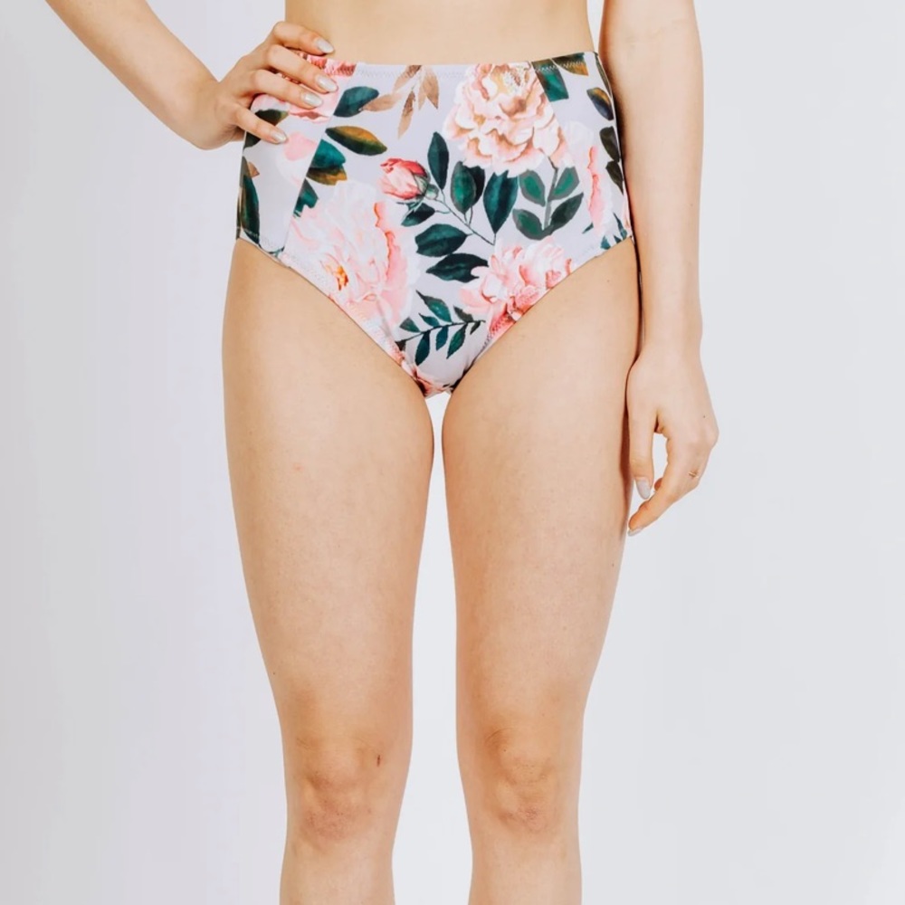 NWT - Jessica Rey High Waist Swim Bottoms in Jardin - XL